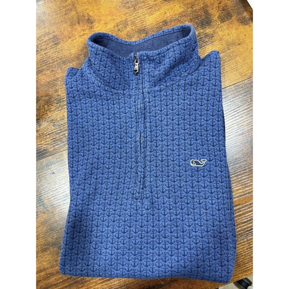 Vineyard Vines Pullover Blue  Anchor  1/4 Zipper Hoodie Mens Large - Picture 6 of 6